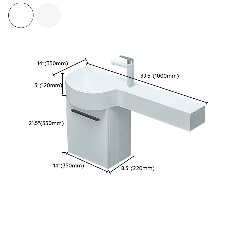 Contemporary Bathroom Sink with Pop-Up Drain Porcelain Wall Mount Bathroom Sink Only