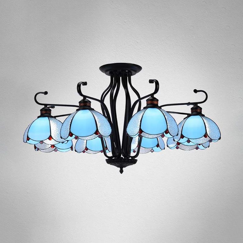 Black SmaswoPed Hanging Chandelier barocco 6/8 Luci kit di luce in vetro bianco/giallo/blu per soggiorno