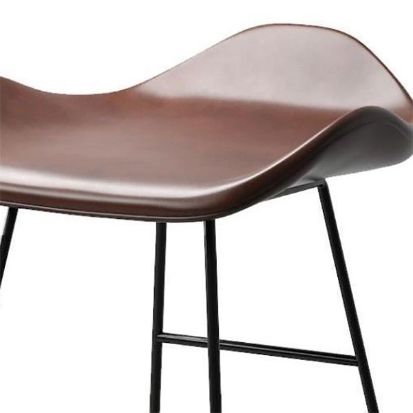 Modern Backrest Armless Counter Stool Upholstered Bar Stool with Metal Base