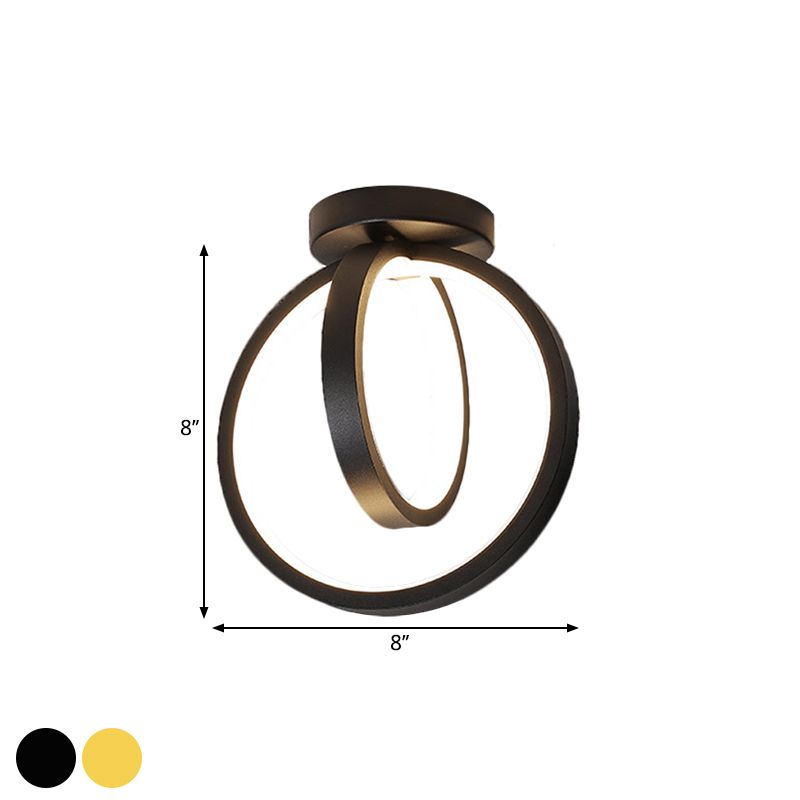 Miniluz empotrada circular para pasillo, LED acrílico minimalista, iluminación de montaje en techo en negro/dorado, luz blanca/cálida