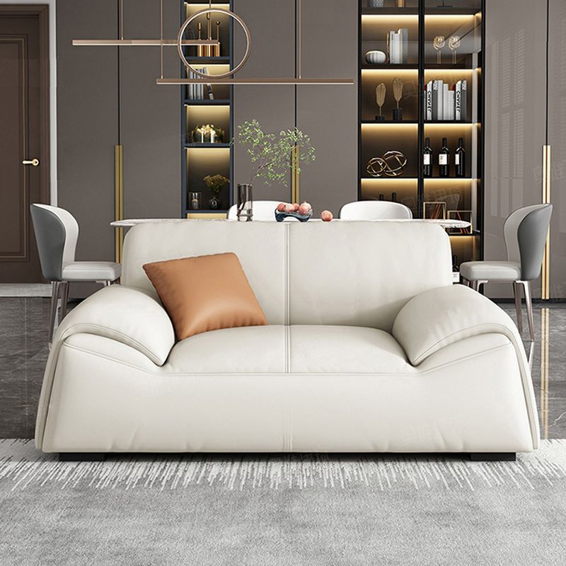 Glam Leather Sofa with Bolster Pillows Seating for Living Room