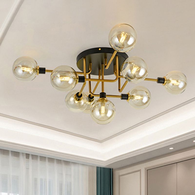 Sphere Shade Semi Plafond Mount Light Multi-Head Modern Moden Mermor Metal Plafond Plafond for Hotel
