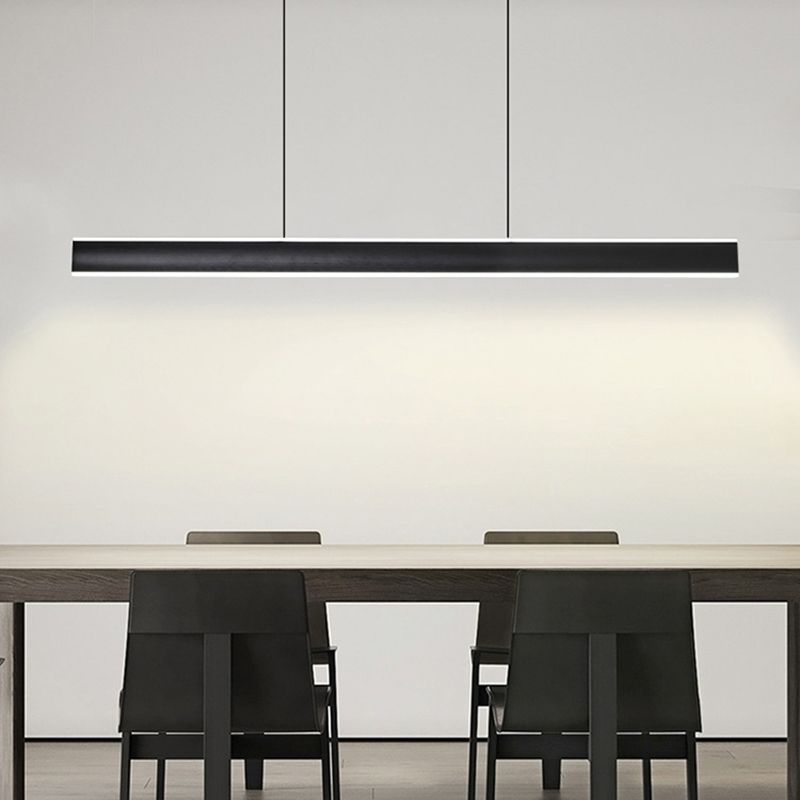 Metal Linear Chandelier Light Fixture Simple LED Island Pendant for Dining Room