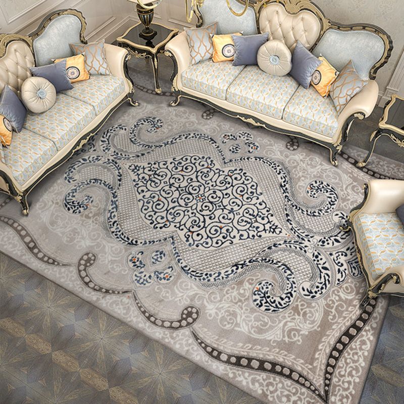 Traditional Area Carpet Bohemian Polyester Carpet Medallion Pattern Stain Resistant Rug for Bedroom