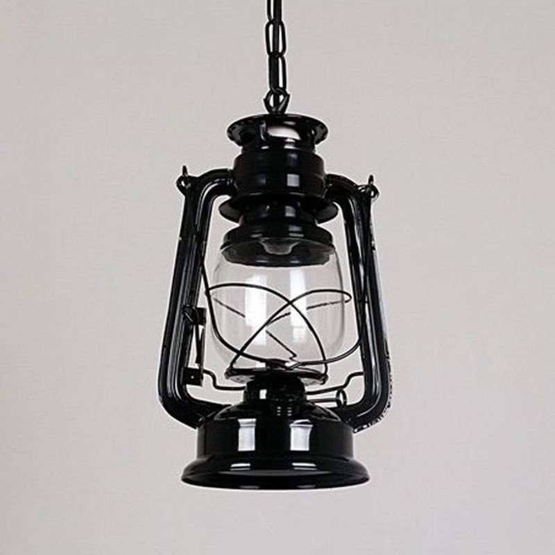 1-Light Oil Lamp Pendant Light Nautical Clear Glass Ceiling Hang Lamp for Dining Room