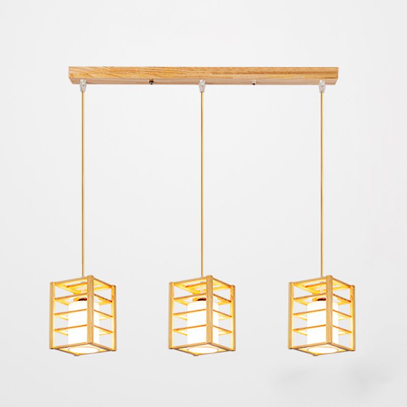 Holzrechteck hängende Lampe zeitgenössische weiße Glasschatten -Anhängerlampe für Esszimmer