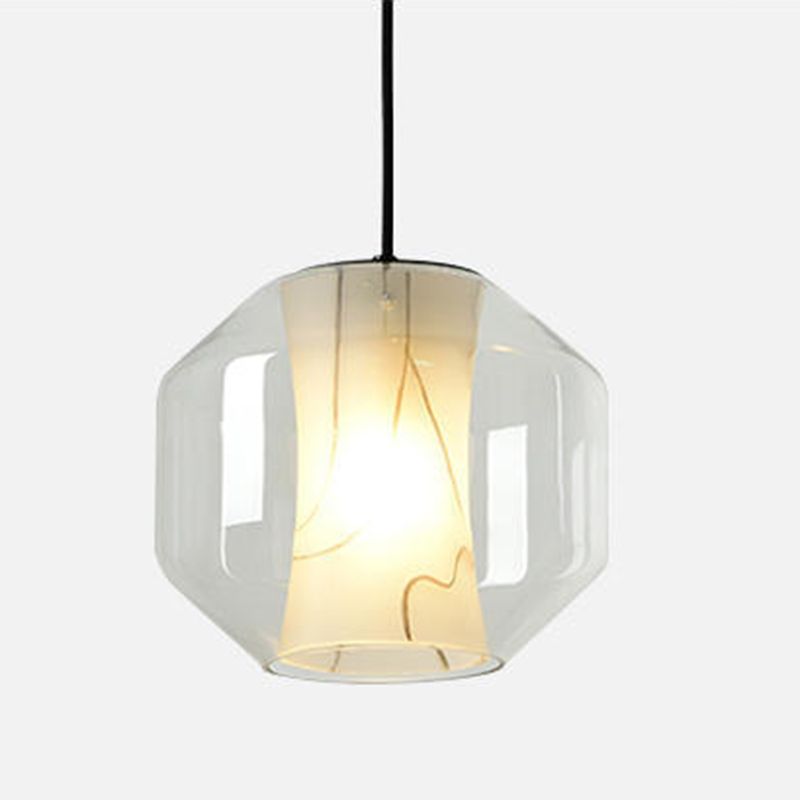 Single-Light White Marble Pendant Light for Dinning Room Bedroom Hanging Lamp