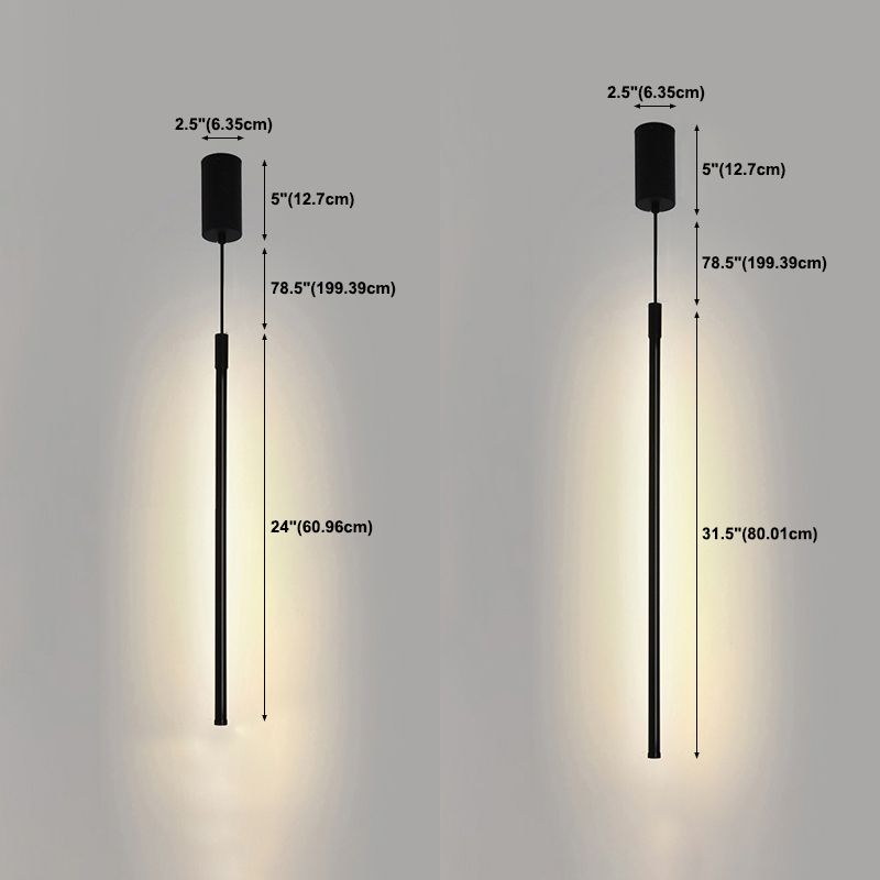 Modern Style Hanging Light Fixture LED Strip Shape Pendant Lamp with Acrylic Shade