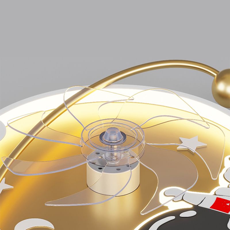 Lámpara de ventilador LED LED de dibujos animados de techo semi de techo de semi descarga para niños