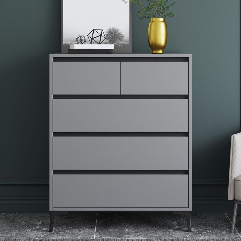 Modern Gray Storage Chest Soft-Close Drawers Wood Dresser for Bedroom