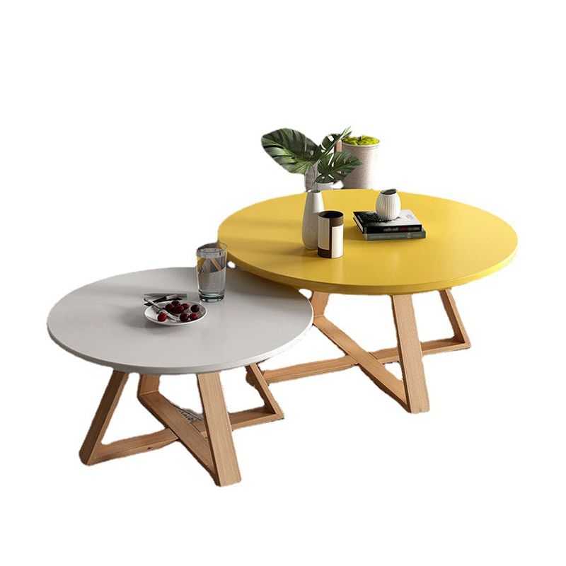 Nordic Style Cocktail Table Multi-color Selection Solid Wood Material Round Coffee Table
