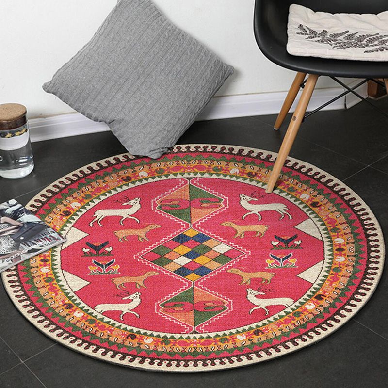 Vintage-Teppich mit geometrischem Druck, mehrfarbiger Polyster-Teppich, rutschfeste Unterseite, haustierfreundlich, pflegeleichter Innenteppich für den Innenbereich