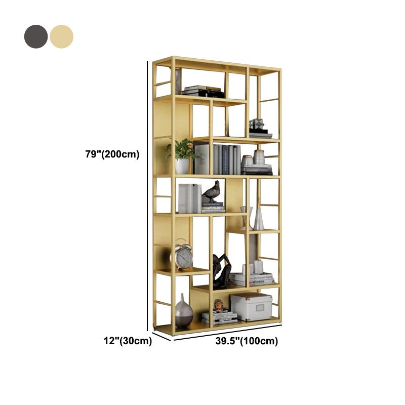 Modern Metal Bookcase Open Shelf Bookshelf for Living Room 79" H X 12" W