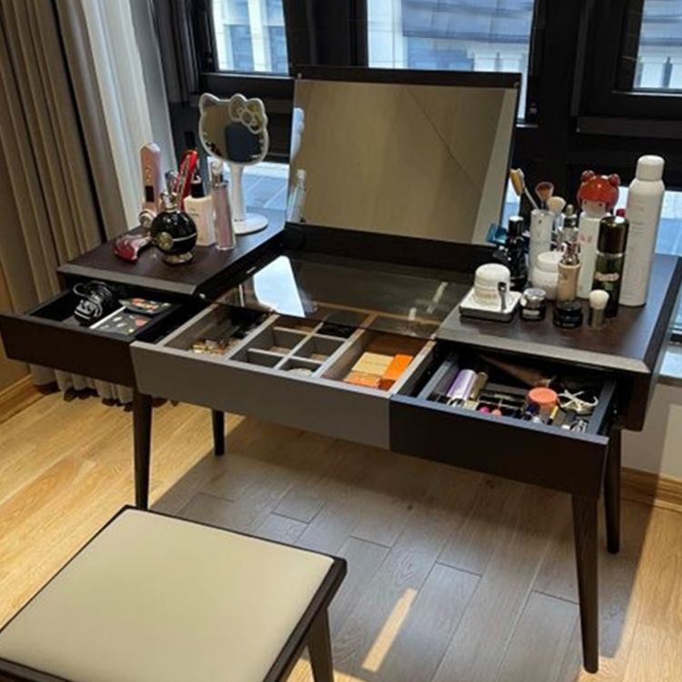Contemporary Bedroom Makeup Vanity Desk Glass Vanity Dressing Table with Drawer