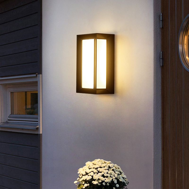 Modern LED Metal Wall Sconce Rectangle Shape Wall Light with Acrylic Shade for Courtyard