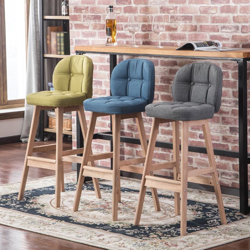 Modern Backrest Armless Counter Stool Wood Bar Stool with Pedal and Cushion
