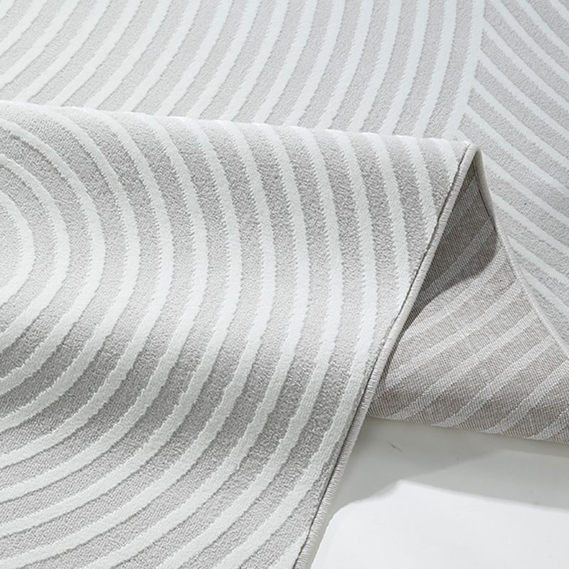 Grey Modern Area Carpet Stripe Print Polyester Area Rug Non-Slip Backing Rug for Living Room