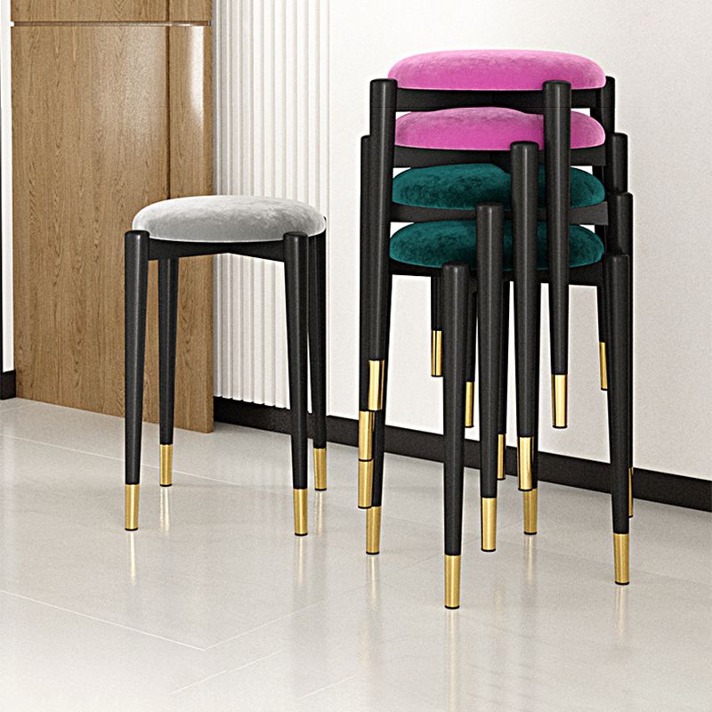 Modern Tear Resistant Pouf Circle Shape Dark Green Velvet Ottoman