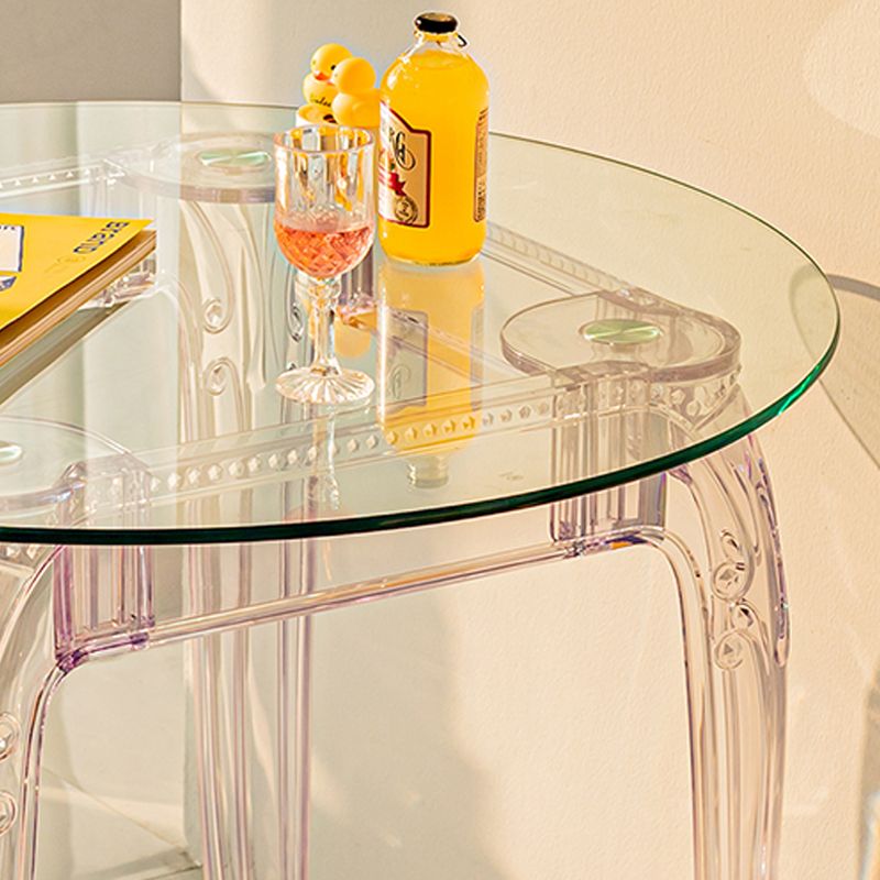 Modern Glass Dining Table Clear Dining Table with Plastic Base