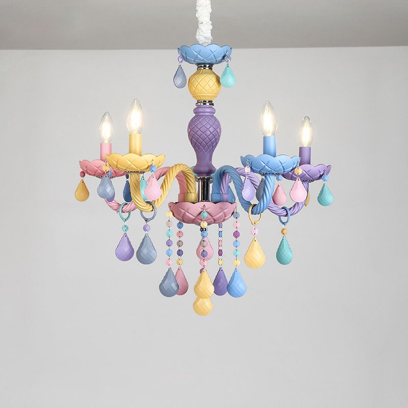 Multi Light Candle Branch Hanging Pendant Modern Style Crystal Hanging Lighting