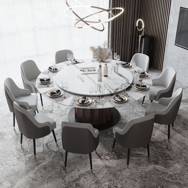 Round Pedestal Dining Table Traditional Luxury Furniture with Turntable