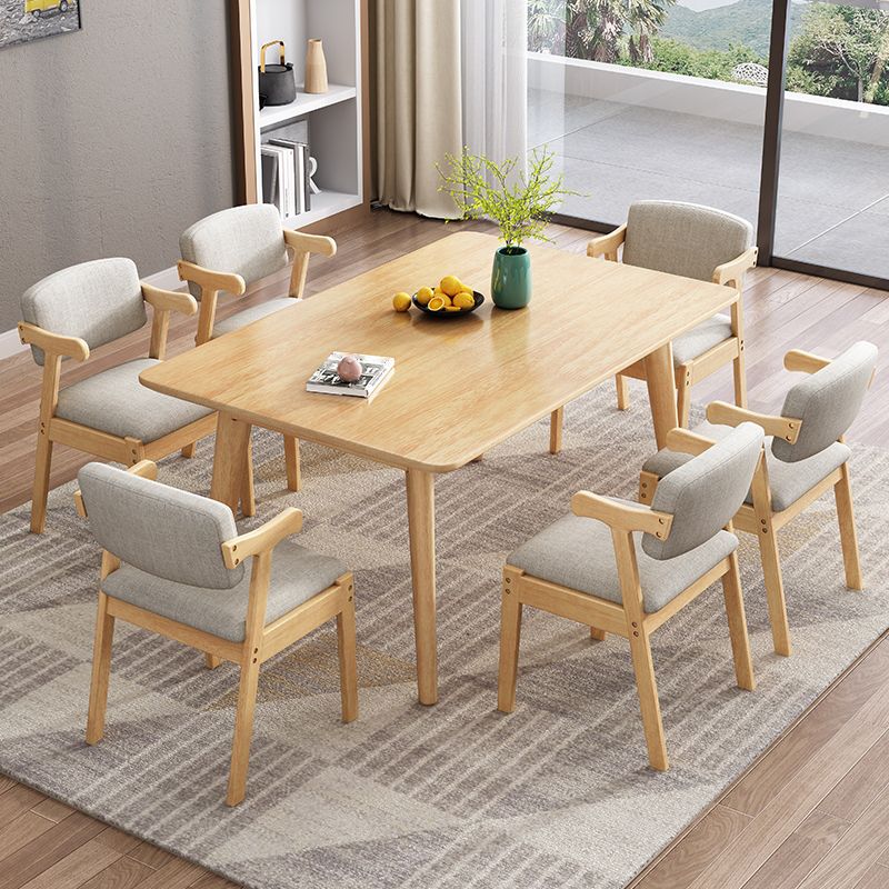Minimalist Wooden Table Set for 4/6 with Rectangle Table Dining Set for Restaurant