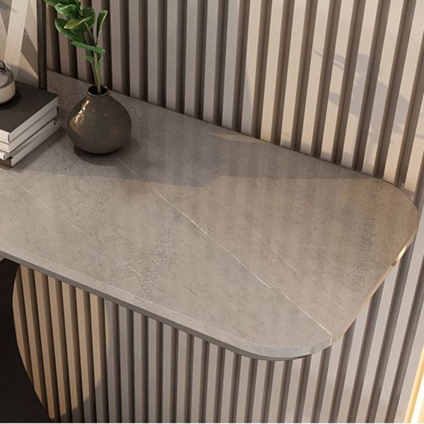 Glam Stone Oval Accent Table Scratch Resistant End Table for Hall