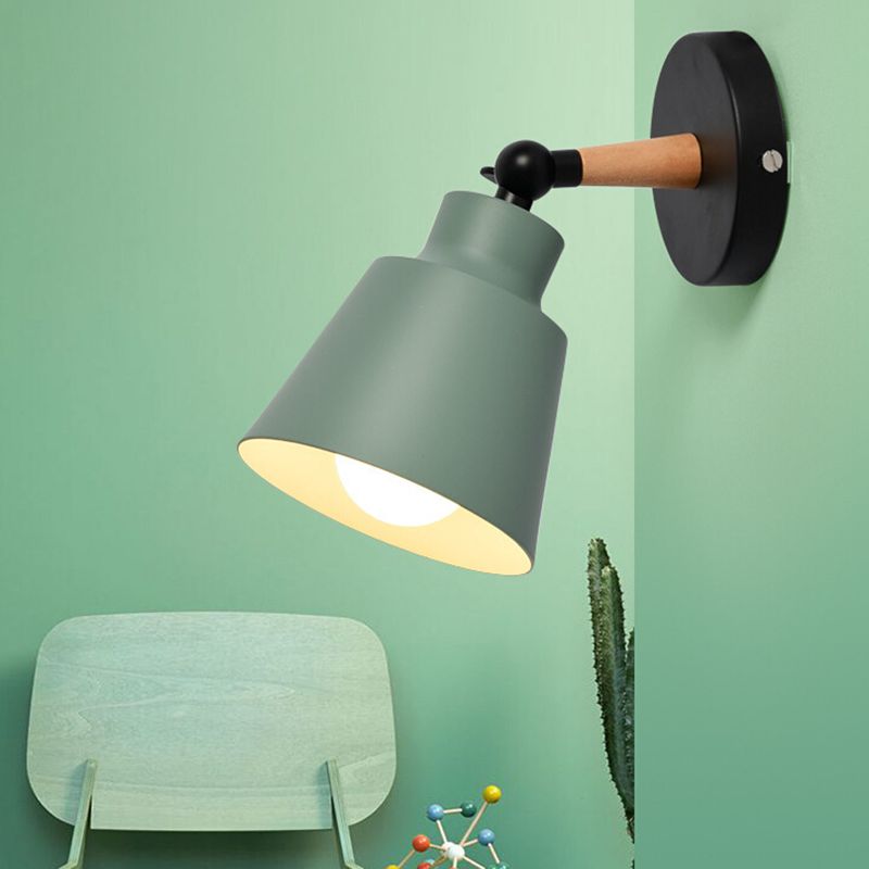 Contemporary Wood Wall Light Flush Mount Macaron Lighting for Living Room
