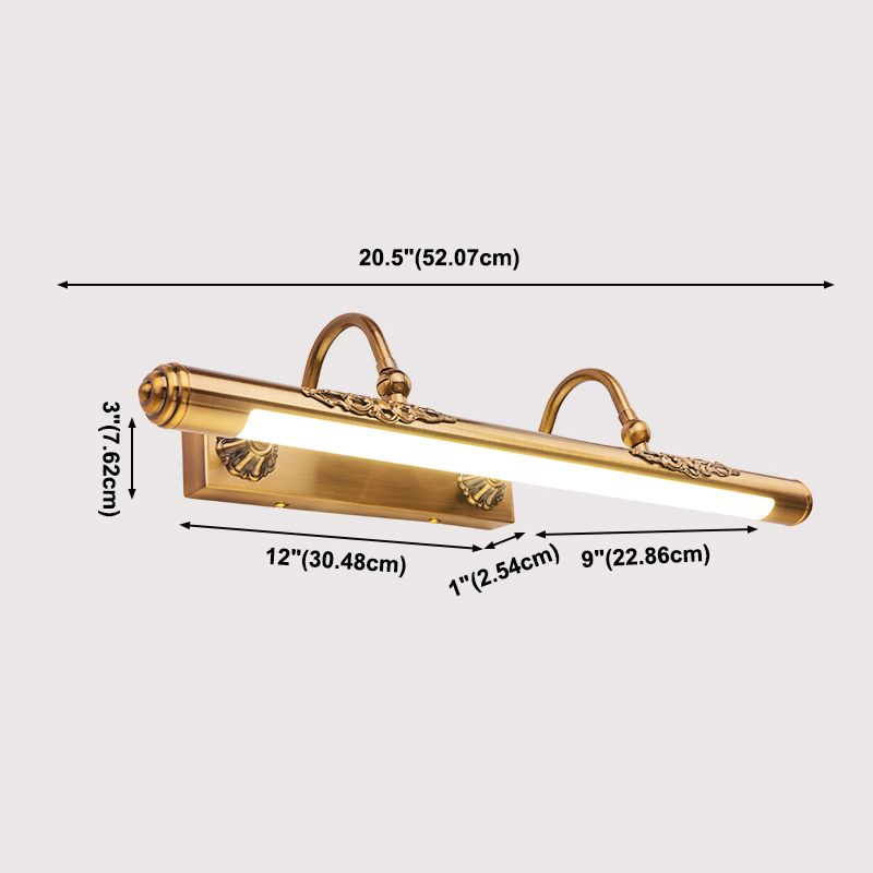 Gold Mirror Light Retro Style 1 Light LED Vanity Light Fixture for Bedroom