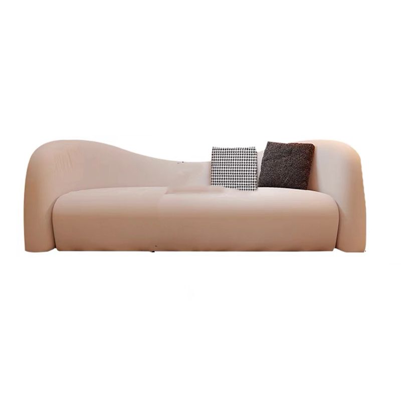 Modern Style Sofa Bed Curved Back with Sponge Cushions Filled with Sloped Armrest