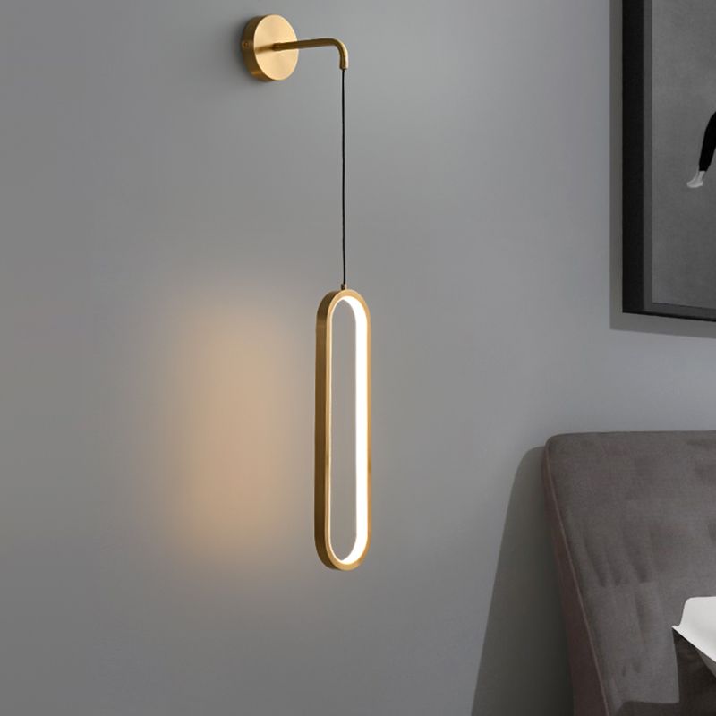 Oval Shade Metal Wall Sconce Modern 1 Light Wall Mount Lighting