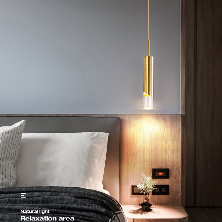 Acryl cilindrisch LED hanglamp in moderne creatieve stijl smeedijzeren hangende lamp voor slaapkamer
