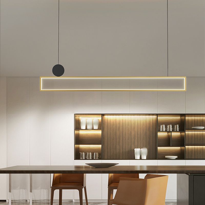 Rechteck Form Island Lichter moderne Metallinselbeleuchtung in Gold