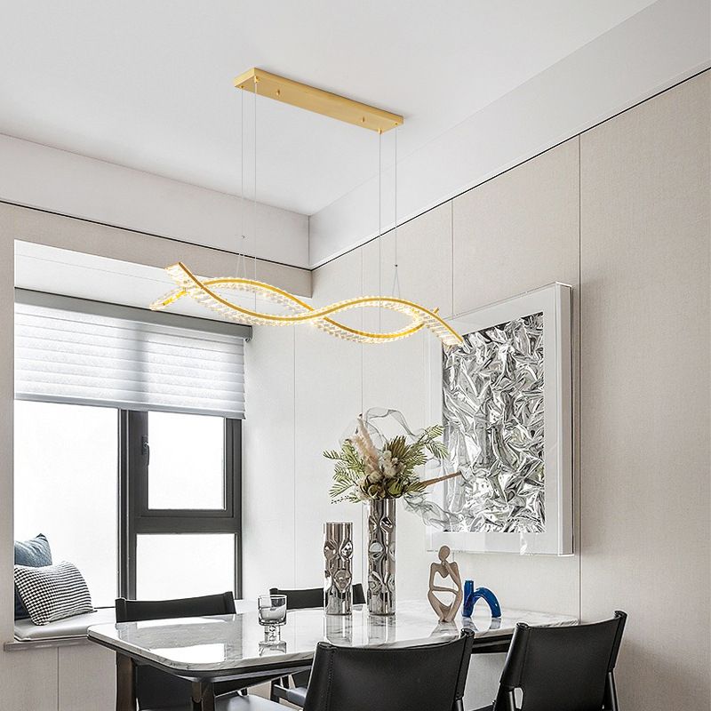Modern 1/2-Light Golden Kitchen Island Lighting LED Ceiling Light
