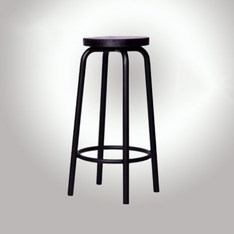 Modern Style Iron Bar Stool with Footrest Coffee Shop Casual Round Bar Stool