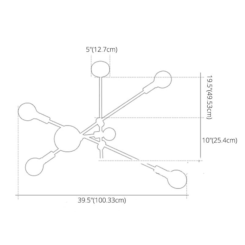 Gold 6 Light Molecular Chandelier Lighting Modern Sphere Glass Hanging Pendant Light for Living Room