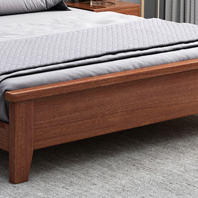 Queen Bed 43.3 Inch High Walnut Panel Bed in Brone with 4 Legs