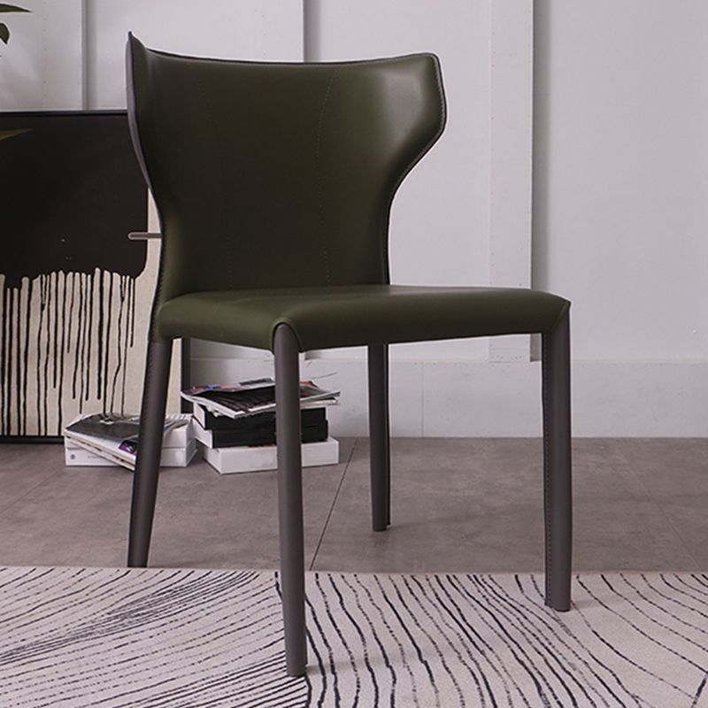 Contemporary Style Wingback Chair Armless Leather Dining Chairs