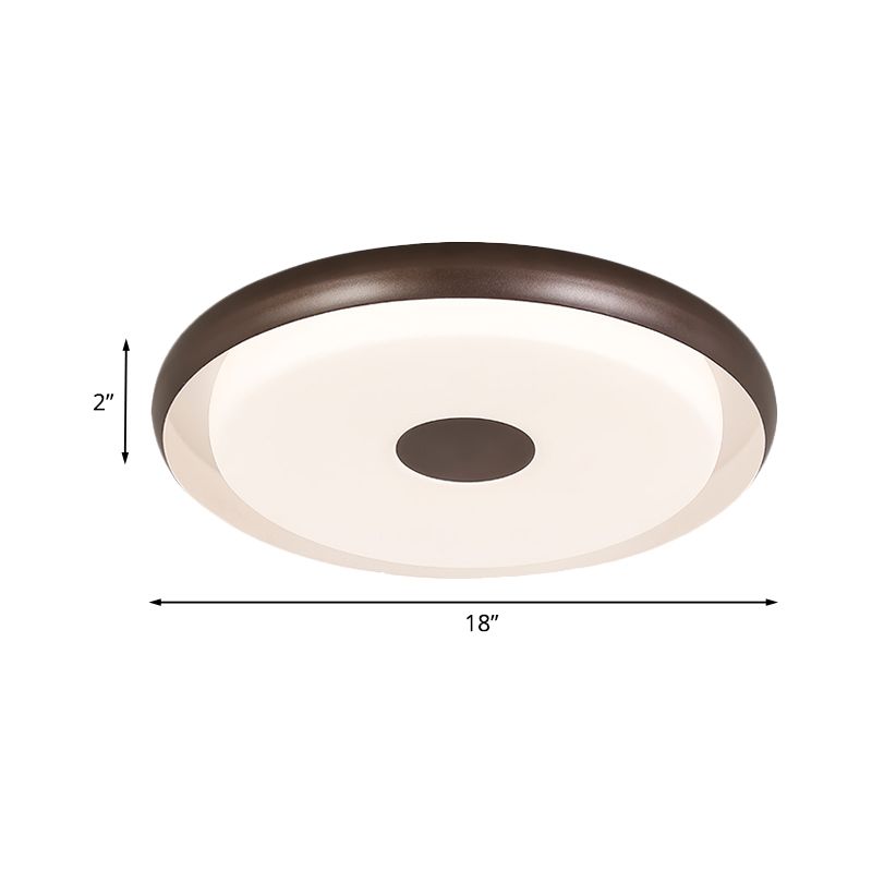 18"/21" breite moderne Halo-Unterputzleuchte aus Eisen, LED-Schlafzimmer-Unterputzbeleuchtung in Kaffeebraun