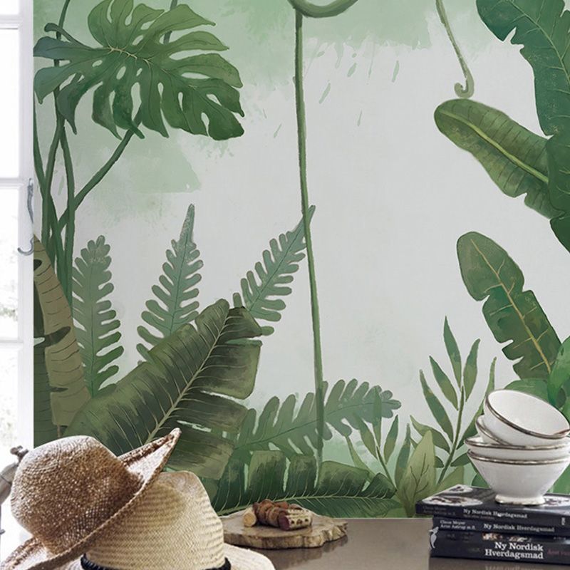 Illustration Style Flamingo Mural Wallpaper Full Size Wall Art for Guest Room, Customized Size Available