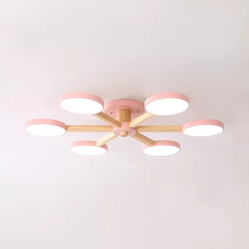 Modern Nordic Semiflush Monte Light Snowflake 6 Testa Metallo Soffitto Lampada per Dining Room