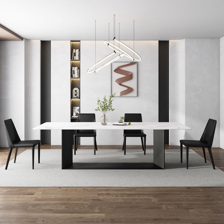 Tavolo da pranzo glam cucina bianca tavolo da pranzo standard in pietra sinterizzato con base di cavalletto