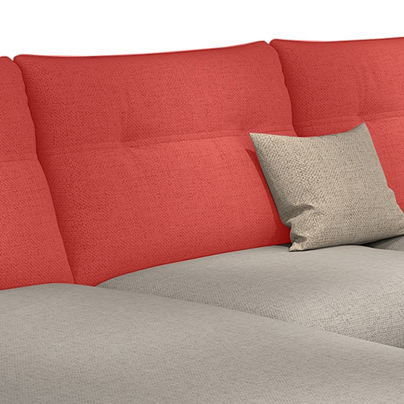 Slipcovered 4-seater Sectional Square Arm Sectional with 4 Pillows