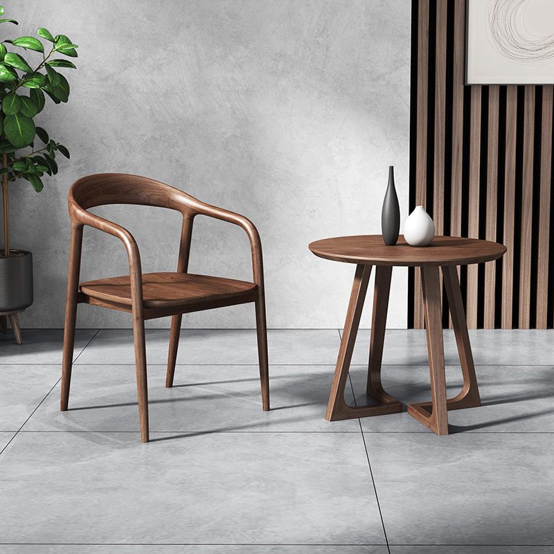 25.6" Tall Scandinavian Sofa Side Accent Table Wooden Round Side End Table