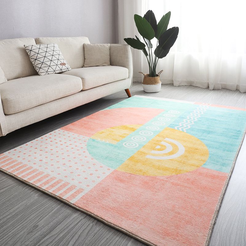 Antique Living Room Rug Multi Colored Flower Printed Area Carpet Non-Slip Backing Pet Friendly Easy Care Indoor Rug