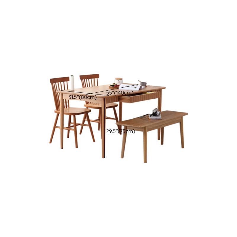 1/4/5 Pieces Dining Room Furniture Set Solid Wood Table and Bench Set