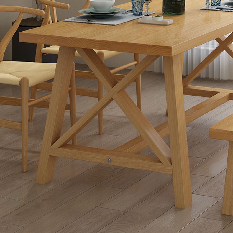 Modern Solid Wood Table and Bench Set 1/2/3/4/5 Pieces Rectangular Dining Set