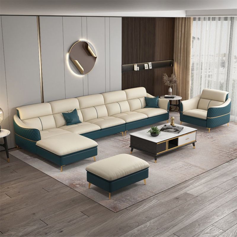 Glam Style Sofa Bed with Padded Leather and White Upholstery Sofa
