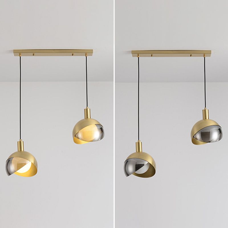 Globe Hanging Ceiling Light Minimalist Metal Bedroom Down Lighting Pendant in Gold