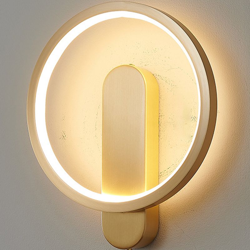 Circular Wall Light Fixture Modern Metal 1 Light for Bedroom